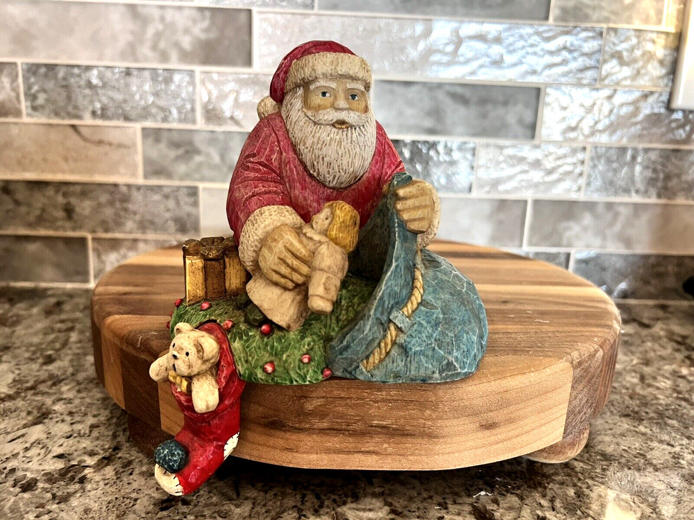 Vintage Kurt Adler SANTA'S WORLD STOCKING HOLDER Hanger Santa Claus & Toys HTF
